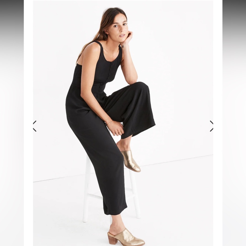 Madewell Smocked Button-Front Crop Jumpsuit Size O New without tags